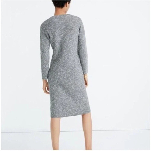 Madewell Gray Drop Shoulder Midi Sweater‎ Dress Size Medium Long Sleeve Stretch - Picture 2 of 13